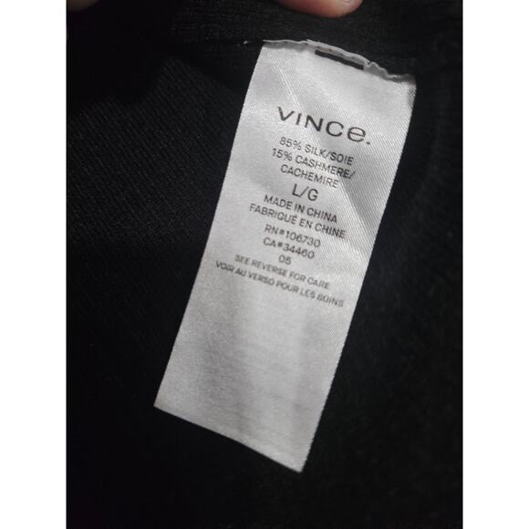 Vince Cashmere Silk Blend Black Raglan Cardigan Pockets Sz L Open Front Sweater - Picture 3 of 5